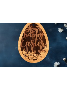 Σετ των 2 Intra απο ξύλο plywood 3mm-4mm πάχος κοπής με λέιζερ με 3D στρώματα πασχαλινών αυγών Δίασταση 15x15 cm INTRAFABR-117170438