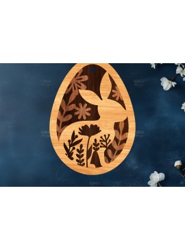 Σετ των 2 Intra απο ξύλο plywood 3mm-4mm πάχος κοπής με λέιζερ με 3D στρώματα πασχαλινών αυγών Δίασταση 15x15 cm INTRAFABR-117170494