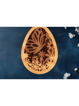 Σετ των 2 Intra απο ξύλο plywood 3mm-4mm πάχος κοπής με λέιζερ με 3D στρώματα πασχαλινών αυγών Δίασταση 15x15 cm INTRAFABR-117170378