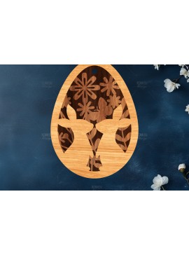 Σετ των 2 Intra απο ξύλο plywood 3mm-4mm πάχος κοπής με λέιζερ με 3D στρώσεις πασχαλινών αυγών Δίασταση 15x15 cm INTRAFABR-117170212