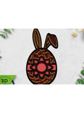 Σετ των 2 Intra απο ξύλο plywood 3mm-4mm πάχος τρισδιάστατο πασχαλινό αυγό με στρώματα Δίασταση 15x15 cm INTRAFABR-9242591