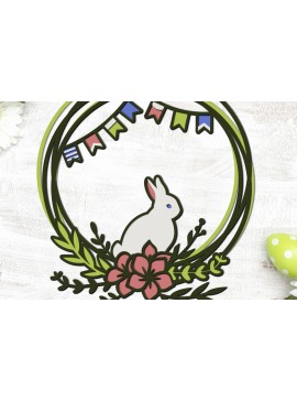 Σετ των 2 Intra απο ξύλο plywood 3mm-4mm πάχος Τρισδιάστατο πασχαλινό στεφάνι με κομμένο χαρτί Δίασταση 15x15 cm INTRAFABR-88281238