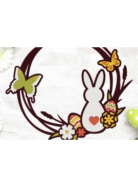 Σετ των 2 Intra απο ξύλο plywood 3mm-4mm πάχος Τρισδιάστατο πασχαλινό στεφάνι με κομμένο χαρτί Δίασταση 15x15 cm INTRAFABR-88280956