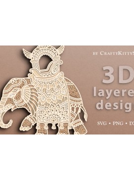 Intra απο ξύλο plywood 3mm-4mm πάχος αποκοπής 3D Layered Elephant Δίασταση 30x20 cm INTRAFABR-16878867