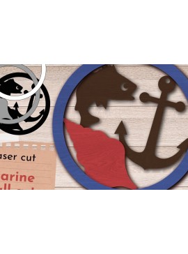 Intra απο ξύλο plywood 3mm-4mm πάχος 3D Layered Fishing Wall Art, Sea sign Δίασταση 40x40 cm INTRAFABR-70306979