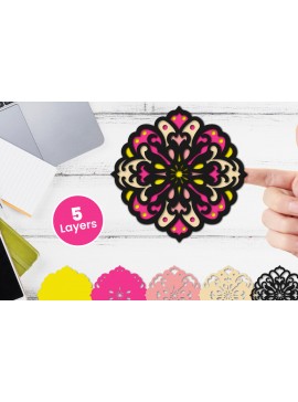Σετ των 2 Intra απο ξύλο plywood 3mm-4mm πάχος Τρισδιάστατο floral χαρτί κοπής Δίασταση 12x12 cm INTRAFABR-118359263