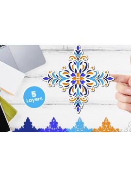 Σετ των 2 Intra απο ξύλο plywood 3mm-4mm πάχος 3D Layered Floral Paper, Δίασταση 12x12 cm INTRAFABR-117243334