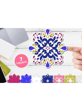 Σετ των 2 Intra απο ξύλο plywood 3mm-4mm πάχος 3D Layered Floral Paper, Δίασταση 12x12 cm INTRAFABR-117243357