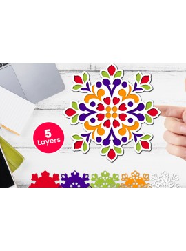 Σετ των 2 Intra απο ξύλο plywood 3mm-4mm πάχος 3D Layered Floral Paper, Δίασταση 12x12 cm INTRAFABR-117243370