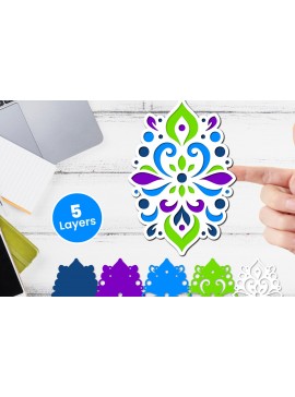 Σετ των 2 Intra απο ξύλο plywood 3mm-4mm πάχος 3D Layered Floral Paper, Δίασταση 12x12 cm INTRAFABR-117243376