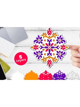 Σετ των 2 Intra απο ξύλο plywood 3mm-4mm πάχος 3D Layered Floral Paper, Δίασταση 12x12 cm INTRAFABR-117243315