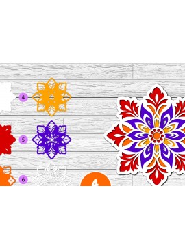 Σετ των 2 Intra απο ξύλο plywood 3mm-4mm πάχος 3D Layered Floral Papercut Flower Δίασταση 12x12 cm INTRAFABR-116511212