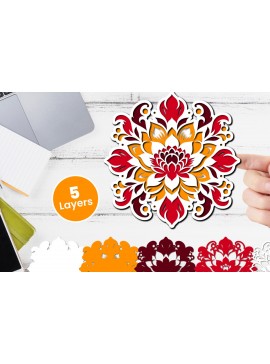 Σετ των 3 Intra απο ξύλο plywood 3mm-4mm πάχος 3D Layered Floral Papercut Flower Δίασταση 12x12 cm INTRAFABR-116511216