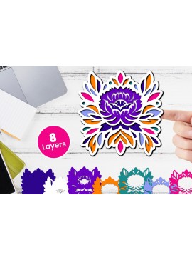 Σετ των 3 Intra απο ξύλο plywood 3mm-4mm πάχος 3D Layered Floral Papercut Flower Δίασταση 12x12 cm INTRAFABR-116511219