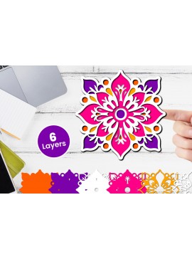 Σετ των 2 Intra απο ξύλο plywood 3mm-4mm πάχος 3D Layered Floral Papercut Flower Δίασταση 12x12 cm INTRAFABR-116511223