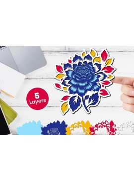 Σετ των 2 Intra απο ξύλο plywood 3mm-4mm πάχος 3D Layered Floral Papercut Flower Δίασταση 12x12 cm INTRAFABR-116511249