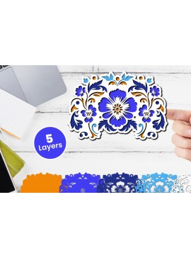 Σετ των 2 Intra απο ξύλο plywood 3mm-4mm πάχος 3D Layered Floral Papercut Flower Δίασταση 12x12 cm INTRAFABR-116511256