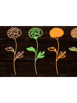 Σετ των 2 Intra απο ξύλο plywood 3mm-4mm πάχος Τρισδιάστατη λουλουδιών Δίασταση 15x15 cm INTRAFABR-113996222