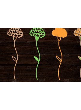 Σετ των 2 Intra απο ξύλο plywood 3mm-4mm πάχος Τρισδιάστατη λουλουδιών Δίασταση 15x15 cm INTRAFABR-113996248