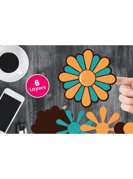 Σετ των 2 Intra απο ξύλο plywood 3mm-4mm πάχος Χαρτί λουλουδιών με 3D στρώσεις, Δίασταση 12x12 cm INTRAFABR-124567328