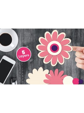 Σετ των 2 Intra απο ξύλο plywood 3mm-4mm πάχος Χαρτί λουλουδιών με 3D στρώσεις, Δίασταση 12x12 cm INTRAFABR-124567339