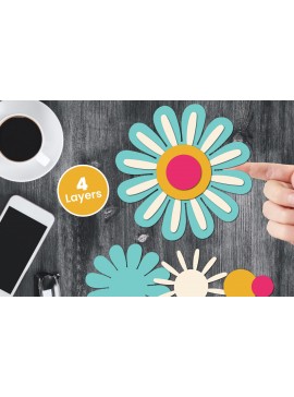 Σετ των 2 Intra απο ξύλο plywood 3mm-4mm πάχος Χαρτί λουλουδιών με 3D στρώσεις, Δίασταση 12x12 cm INTRAFABR-124567353