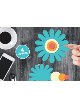 Σετ των 2 Intra απο ξύλο plywood 3mm-4mm πάχος Χαρτί λουλουδιών με 3D στρώσεις, Δίασταση 12x12 cm INTRAFABR-124567365