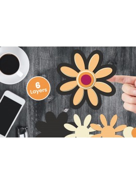 Σετ των 2 Intra απο ξύλο plywood 3mm-4mm πάχος Χαρτί λουλουδιών με 3D στρώσεις, Δίασταση 12x12 cm INTRAFABR-124567380