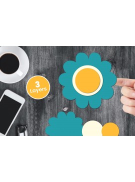 Σετ των 2 Intra απο ξύλο plywood 3mm-4mm πάχος Χαρτί λουλουδιών με 3D στρώσεις, Δίασταση 12x12 cm INTRAFABR-124567286