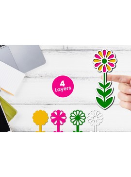 Σετ των 2 Intra απο ξύλο plywood 3mm-4mm πάχος 3D Layered Flower Papercut Floral Δίασταση 12x12 cm INTRAFABR-116510910