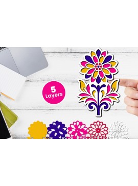 Σετ των 2 Intra απο ξύλο plywood 3mm-4mm πάχος 3D Layered Flower Papercut Floral Δίασταση 12x12 cm INTRAFABR-116510919