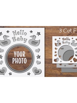 Σετ των 2 Intra απο ξύλο plywood 3mm-4mm πάχος Πλαίσιο 3D Layered Hello Baby Papercut Δίασταση 15x15 cm INTRAFABR-97118945