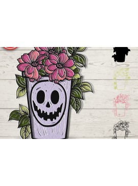 Σετ των 2 Intra απο ξύλο plywood 3mm-4mm πάχος Τρισδιάστατος αποκριάτικος καφές με στρώματα Δίασταση 30x20 cm INTRAFABR-79858365