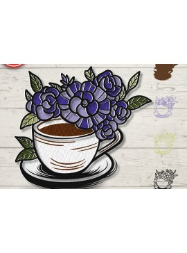 Σετ των 2 Intra απο ξύλο plywood 3mm-4mm πάχος Τρισδιάστατος αποκριάτικος καφές με στρώματα Δίασταση 30x20 cm INTRAFABR-79922279