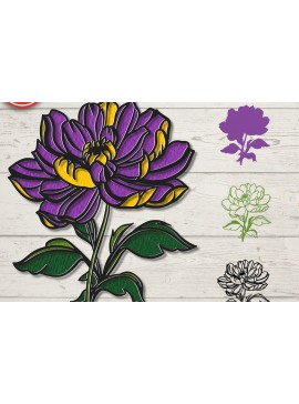 Σετ των 2 Intra απο ξύλο plywood 3mm-4mm πάχος τρισδιάστατο λουλούδι αποκριών με στρώματα Δίασταση 30x20 cm INTRAFABR-77633032