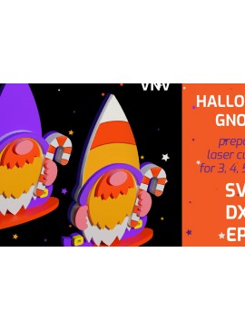 Σετ των 2 Intra απο ξύλο plywood 3mm-4mm πάχος 3d Layered Halloween Gnome Δίασταση 15x15 cm INTRAFABR-82046485