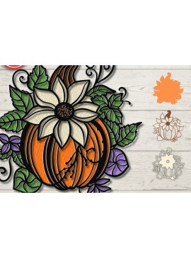 Σετ των 2 Intra απο ξύλο plywood 3mm-4mm πάχος τρισδιάστατη κολοκύθα αποκριών με στρώματα Δίασταση 30x20 cm INTRAFABR-77847051