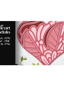 Σετ των 2 Intra απο ξύλο plywood 3mm-4mm πάχος αποκοπής 3D Layered Heart Mandala Δίασταση 12x12 cm INTRAFABR-52741868