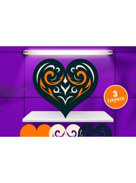 Σετ των 2 Intra απο ξύλο plywood 3mm-4mm πάχος Χαρτί καρδιάς με 3D στρώματα, κοπής με λέιζερ Δίασταση 12x12 cm INTRAFABR-124579564