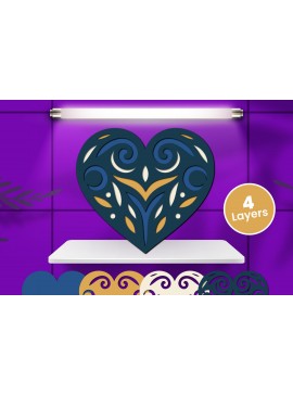 Σετ των 3 Intra απο ξύλο plywood 3mm-4mm πάχος Χαρτί καρδιάς με 3D στρώματα, κοπής με λέιζερ Δίασταση 12x12 cm INTRAFABR-124579576