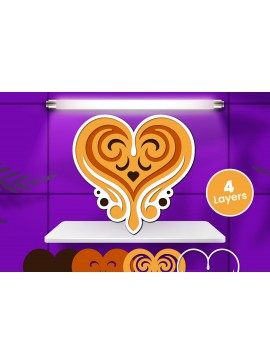 Σετ των 2 Intra απο ξύλο plywood 3mm-4mm πάχος Χαρτί καρδιάς με 3D στρώματα, κοπής με λέιζερ Δίασταση 12x12 cm INTRAFABR-124579733