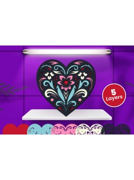 Σετ των 2 Intra απο ξύλο plywood 3mm-4mm πάχος Χαρτί καρδιάς με 3D στρώματα, κοπής με λέιζερ Δίασταση 12x12 cm INTRAFABR-124579499