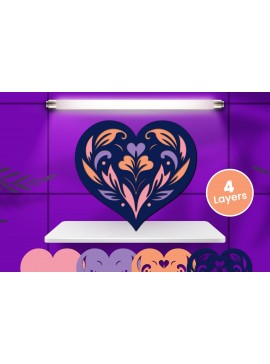 Σετ των 2 Intra απο ξύλο plywood 3mm-4mm πάχος Χαρτί καρδιάς με 3D στρώματα, κοπής με λέιζερ Δίασταση 12x12 cm INTRAFABR-124579504