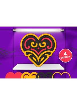 Σετ των 2 Intra απο ξύλο plywood 3mm-4mm πάχος Χαρτί καρδιάς με 3D στρώματα, κοπής με λέιζερ Δίασταση 12x12 cm INTRAFABR-124579524