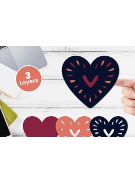 Σετ των 2 Intra απο ξύλο plywood 3mm-4mm πάχος 3D Layered Heart Papercut Love Δίασταση 12x12 cm INTRAFABR-115746059