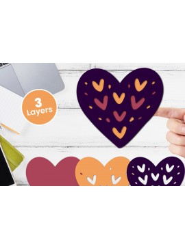 Σετ των 2 Intra απο ξύλο plywood 3mm-4mm πάχος 3D Layered Heart Papercut Love Δίασταση 12x12 cm INTRAFABR-115746145