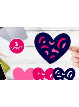 Σετ των 2 Intra απο ξύλο plywood 3mm-4mm πάχος 3D Layered Heart Papercut Love Δίασταση 12x12 cm INTRAFABR-115746162