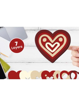 Σετ των 3 Intra απο ξύλο plywood 3mm-4mm πάχος 3D Layered Heart Papercut Love Δίασταση 12x12 cm INTRAFABR-115746179