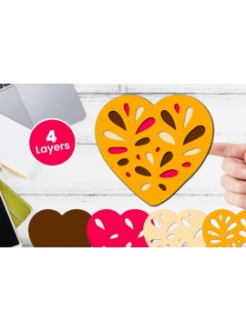 Σετ των 2 Intra απο ξύλο plywood 3mm-4mm πάχος 3D Layered Heart Papercut Love Δίασταση 12x12 cm INTRAFABR-115746205