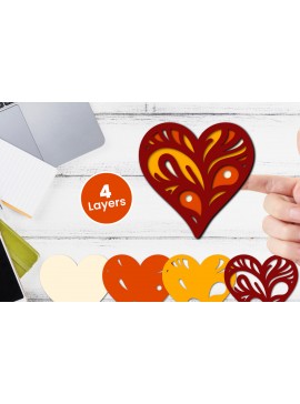 Σετ των 2 Intra απο ξύλο plywood 3mm-4mm πάχος 3D Layered Heart Papercut Δίασταση 12x12 cm INTRAFABR-116414626
